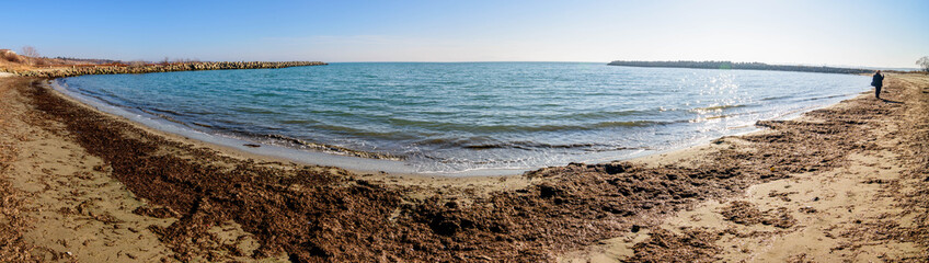 Fototapeta na wymiar Panorama at Black sea sarafovo bay
