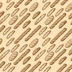  seamless pattern with long loaf and baguette