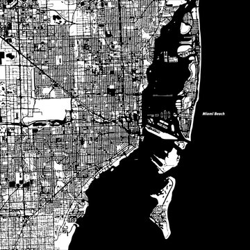 Miami And Miami Beach Vector Map