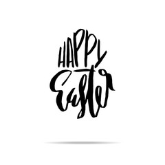 Happy Easter lettering for greeting card. Vector hand drawn illustration. Grunge inscription. Handwritten design