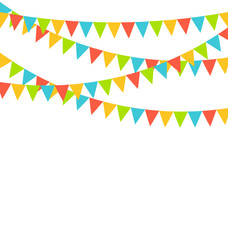Obraz premium Multicolored bright buntings flags garlands isolated on white