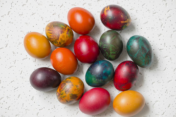 Colorful Easter eggs on white background