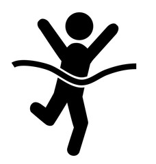 Success People Run Man Winner Flat Icons Pictogram Isolated on W