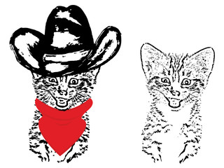 Cute Grunge Cat Cowboy