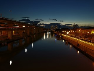 Pescara river by night