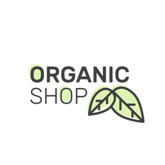 Fototapeta premium Vector Simple Icon Style Illustration Logo for Organic Shop or Market, Minimal Simple Badge with Leafs, Tree, Field and Herbs