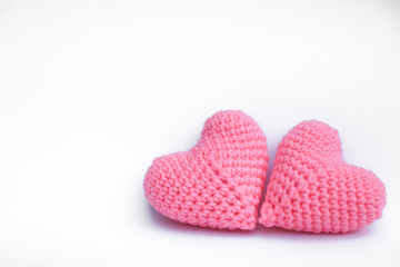 Heart shapes on the white background