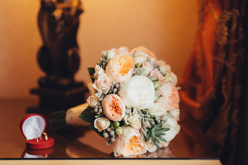 beige Wedding bouquet on light background