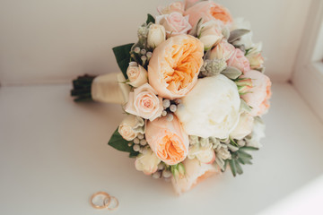 beige Wedding bouquet on light background