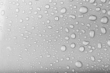 Drops of water on a color background. Gray. Toned