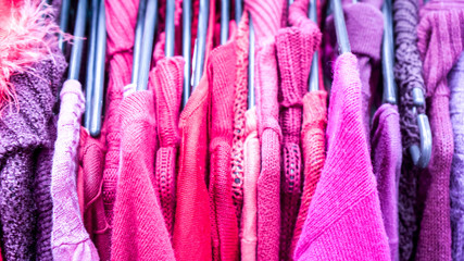 Fototapeta premium Clothing on hanger at the modern shop boutique