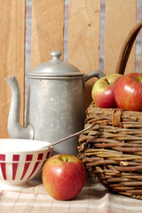 Basket with beautiful apples