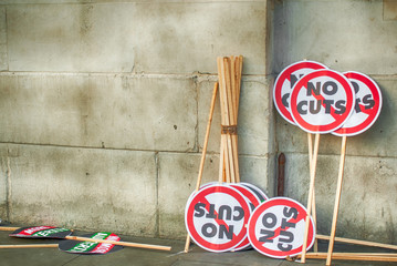 protest banners against the wall