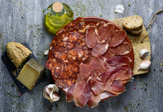 assortment of spanish cold meats