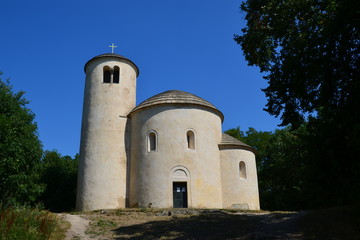 Fototapeta na wymiar Romanesque rotunda of St. George on The Hill Rip, Central Bohemia, Czech Republic