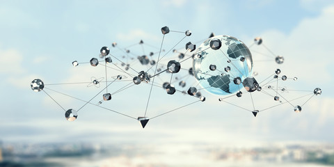 Global connections concept . Mixed media