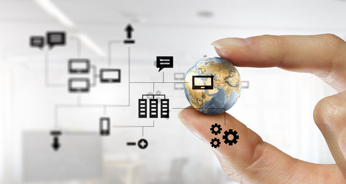 Social connection and networking. Mixed media . Mixed media