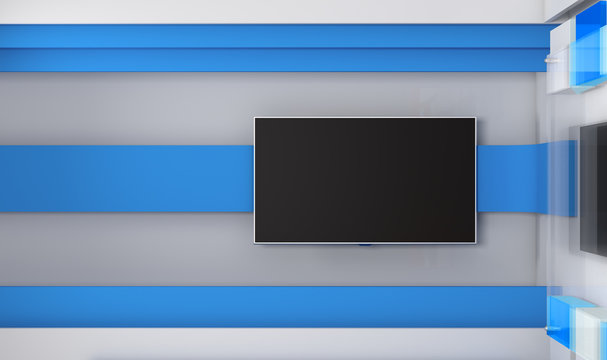 Tv Studio Backdrop For Tv Shows Tv On Wall News Studio The Perfect Backdrop For Any Green Screen Or Chroma Key Video Or Photo Production 3d Render Stock Illustration Adobe Stock