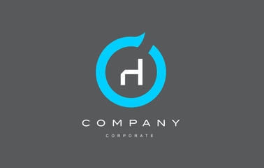 H letter alphabet blue circle logo vector design