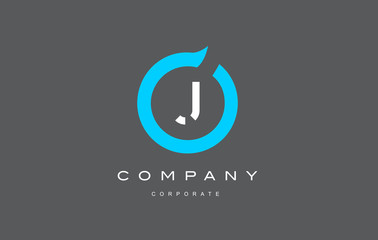 J letter alphabet blue circle logo vector design