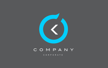 K letter alphabet blue circle logo vector design