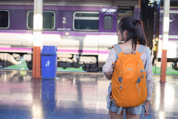 Woman with Suitcase in Beijing Railway Station