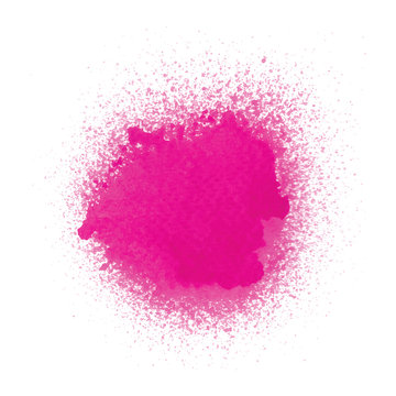 Pink spray paint on white background