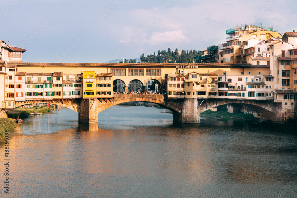 Wall mural view of ponte vecchio and arno river in florence, italy