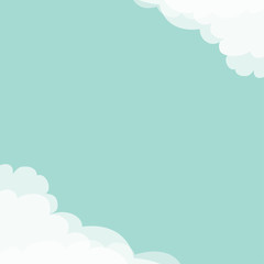 Blue sky. Cloud in corners frame template. Cloudshape. Cloudy weather. Flat design. Background. Isolated.