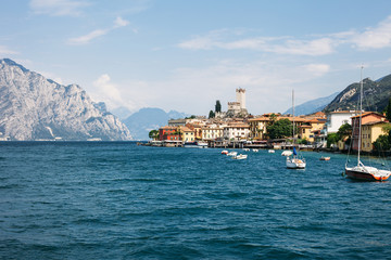 Scenic view of Malcesine on beautiful Garda lake, Italy