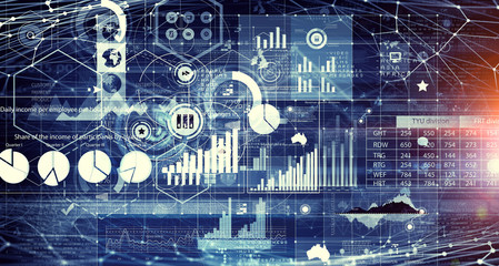 Connection business and communication technology . Mixed media