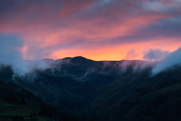 Naklejka na ściany i meble Sunset in the Andes