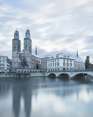 Winter landscape of Zurich with lake, Switzerland