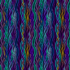 Abstract wave ribbon intertwined in seamless pattern. Vector.