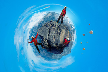 Extreme climbing is his adrenaline . Mixed media