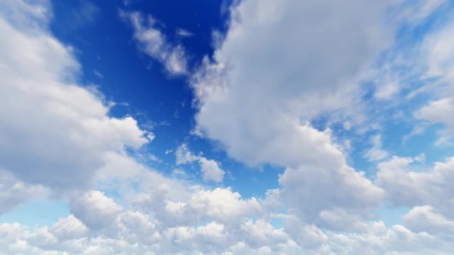White clouds disappear in the hot sun on blue sky. Time-lapse motion background