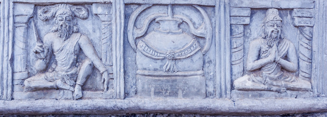 Close up view of saints (Munivar) sculpture, ECR, Chennai, Tamilnadu, India, Jan 29 2017