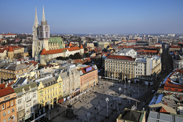 Fototapeta na wymiar View of Zagreb from the observing deck