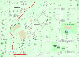 Denver City Map with Streets