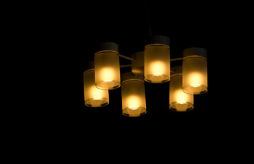 electric lantern on ceiling.