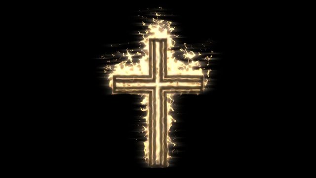Cross in the fire, the flame symbol animation. + Green screen