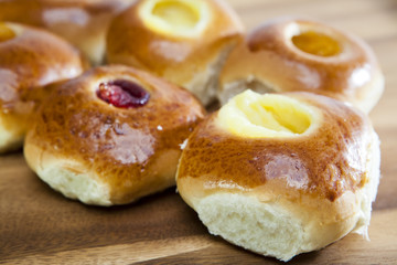 cakes, rich pastries with jam