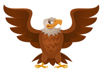 American Eagle with open spread wings. Cartoon styled vector illustration. No transparent objects. Isolated on white.