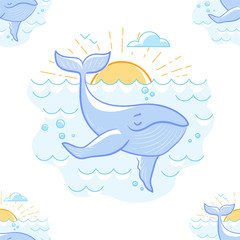 background with a whale in the sea
