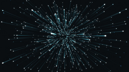 Fototapeta na wymiar Animation exploding particles blue and black loop able. 3D rendering