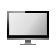 Fototapeta premium 3d monitor template. realistic Personal computer monitor mockup with white screen isolated on the white background. Eps 10 vector illustration