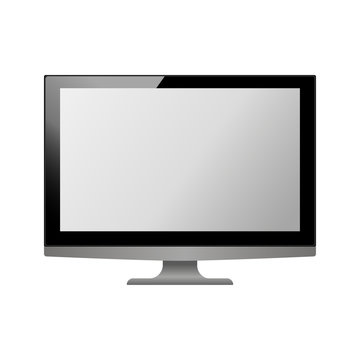 3d monitor template. realistic Personal computer monitor mockup with white screen isolated on the white background. Eps 10 vector illustration