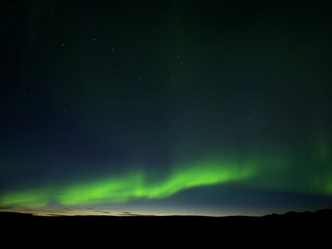 Northern lights in Reykjahlid in the Lake Myvatn area in northern Iceland