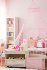 Girls bedroom with canopy bed