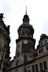 Architecture from Dresden in Germany and cloudy sky